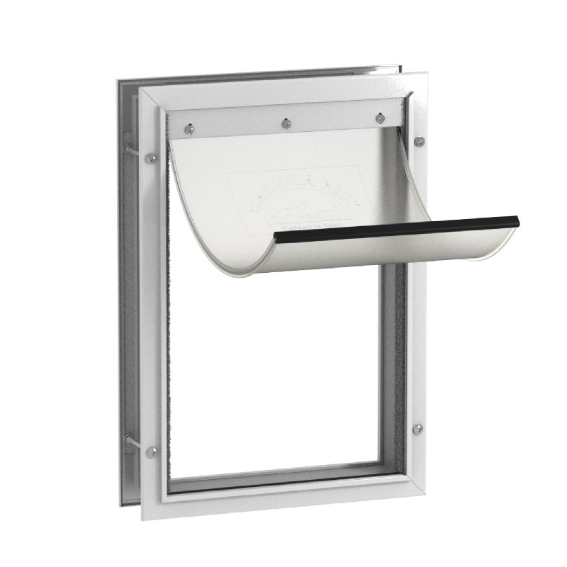 Hakuna Pets Deluxe Aluminum Pet, Cat and Dog Door with 2-Way Locking Panel for Screens, Doors and Walls up to 2.8" Thick, Large, White - Image 1